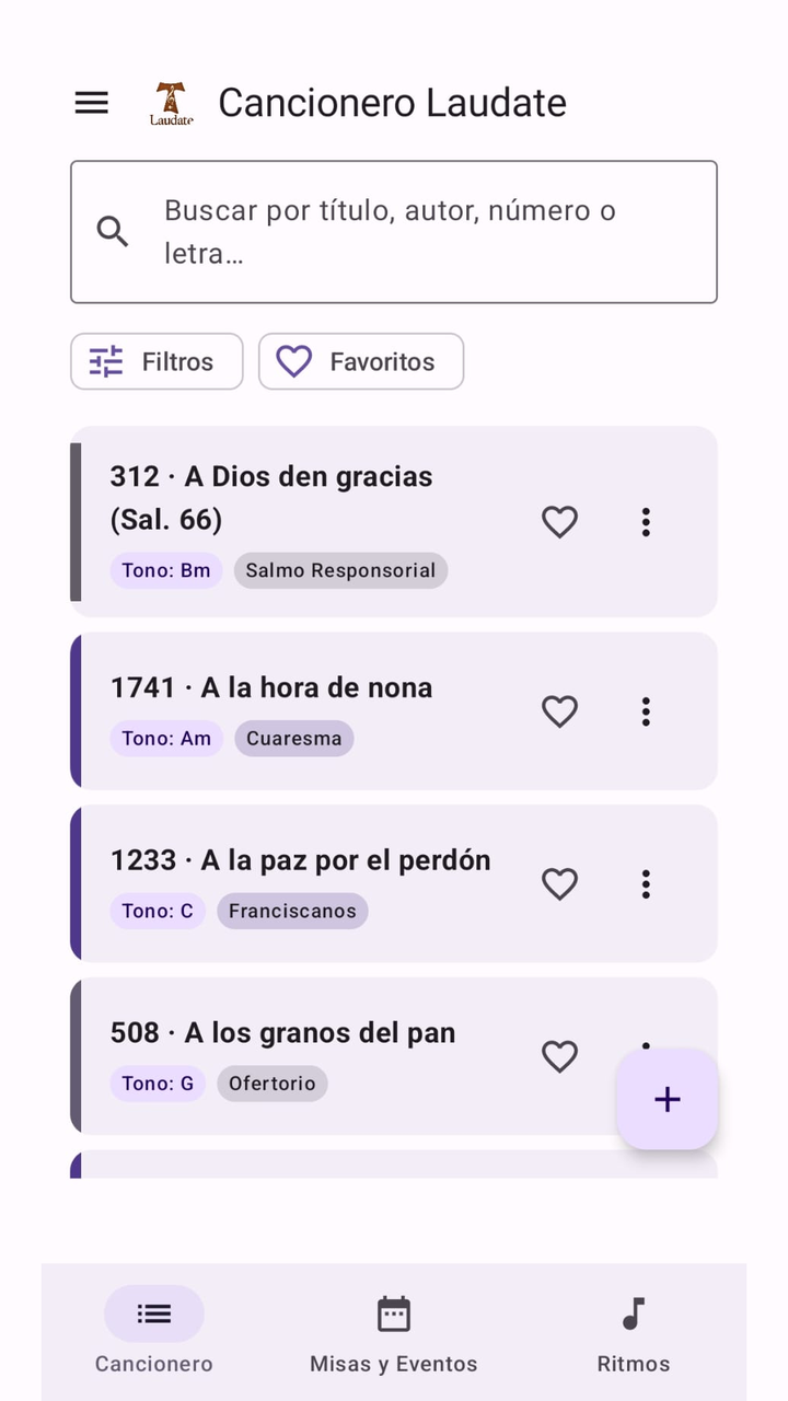 Catálogo de canciones con buscador